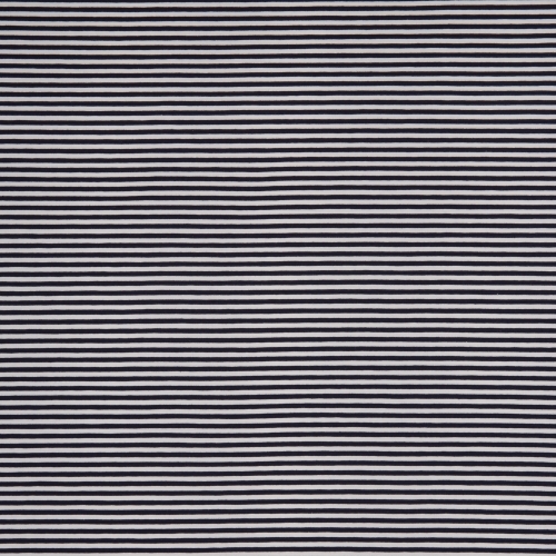 Jersey Streifen - 3 mm - Weiß/Dunkelblau
